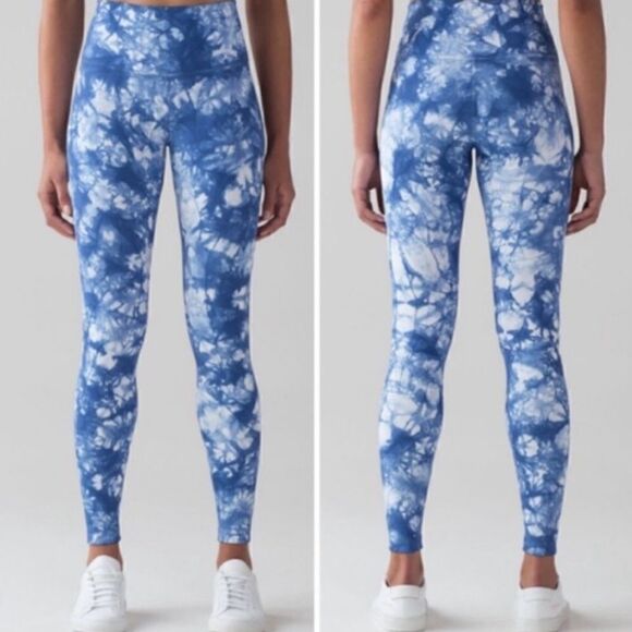 Lululemon Wunder Under High Rise Legging Varsity Blue Shibori Print - Picture 1 of 12